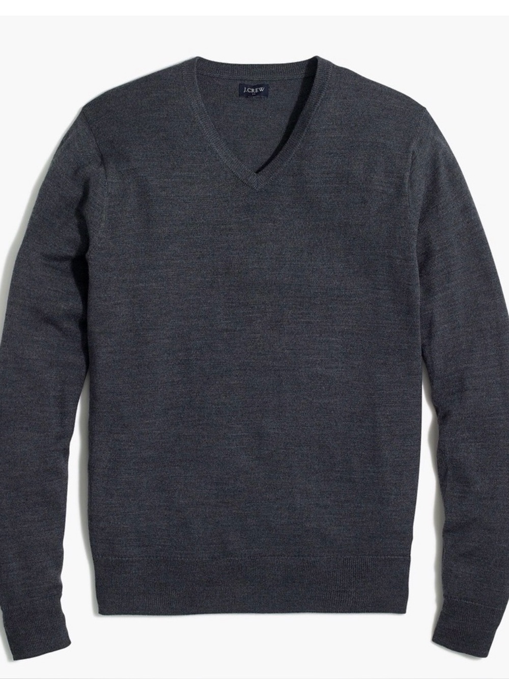 J. Crew Mens V Neck Sweater 100% Merino Wool Charcoal Gray Lightweight Pullover